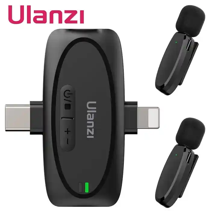 Ulanzi V6 3-in-1 Plug-Play Wireless Lavalier Microphone for iPhone/Android/Tablet/Camera